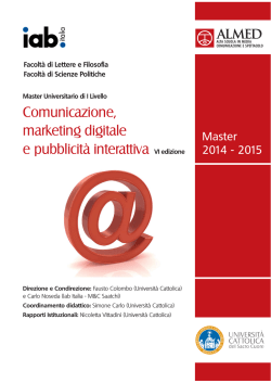 brochure 2014 - Almed - Universit&agrave; Cattolica del Sacro Cuore