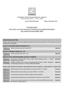 16 dicembre - Universit&agrave; degli Studi di Milano