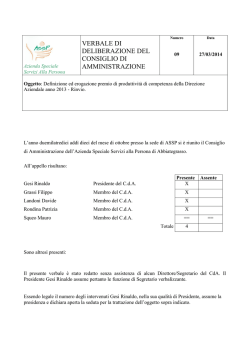 Definizione ed erogazione premio produttivit&agrave; Direzione Aziendale