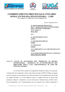 stato di agitazione - richiesta avvicendamento dr. stefania mussio