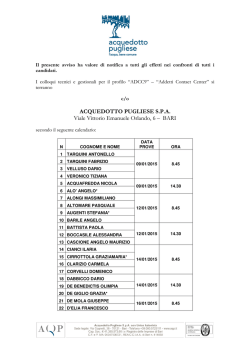 Calendario e luogo - Acquedotto Pugliese S.p.A.