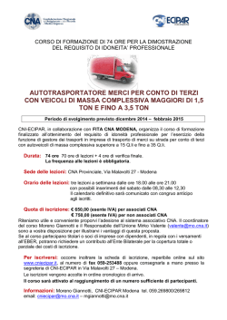 Allegata locandina del corso