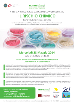 IL RISCHIO CHIMICO - Citt&agrave; della Speranza