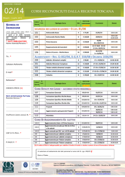 Calendario iscrizioni Generali Maggio Luglio 2014