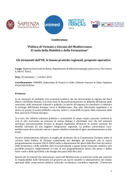 Conferenza: “Politica di Vicinato e Giovani del