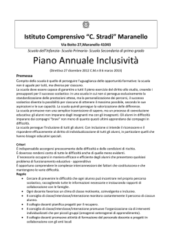 Piano Annuale Inclusivit&agrave; - Istituto Comprensivo "Ing.Carlo Stradi"