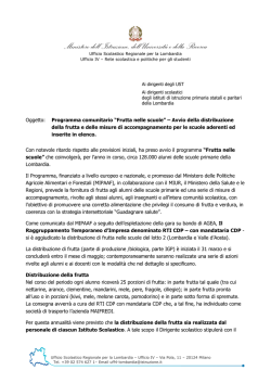 Programma comunitario &ldquo;Frutta nelle scuole&rdquo;