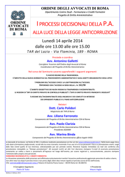 I PROCESSI DECISIONALI DELLA P.A.