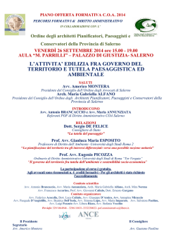 Programma - Ordine degli Architetti PPC della Provincia di Salerno