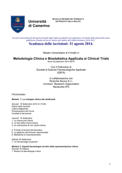 Programma - Master Galenica Tradizionale e Master in Clinical Trials