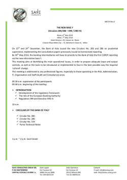THE NEW BASE Y (Circulars 285/286 &ndash; CRR / CRD IV) On 23rd and