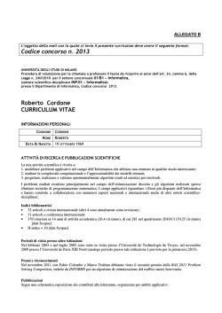 Codice concorso n. 2013 Roberto Cordone CURRICULUM VITAE