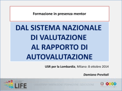 dal sistema nazionale di valutazione al rapporto di autovalutazione