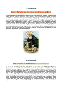 1 Settembre Santi Egidio ed Arcano da Sansepolcro 3 Settembre