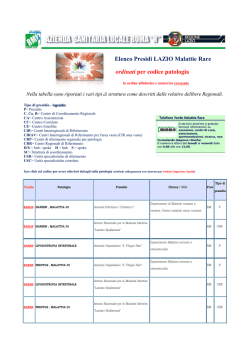 Elenco Centri Riferimento Lazio ordinato per Codice Patologia