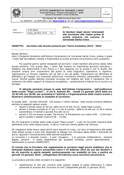 circolare iscrizioni scuola primaria 2015 csc