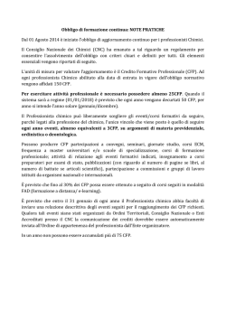 Note pratiche Crediti CFP - Ordine dei Chimici di Roma