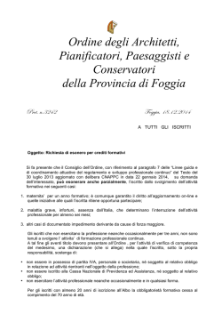 Nota su richiesta esonero CFP - Ordine Architetti PPC Foggia
