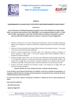 corso di aggiornamento certificazione energetica