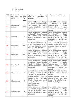 ALLEGATO &ldquo;C&rdquo; COD. Denominazione del corso di laurea N. posti 1