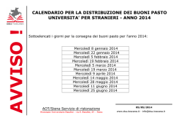 Calendario vendita buoni pasto DSU Mensa Dopolavoro Ferroviario
