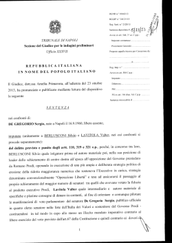 Sentenza di condanna a De Gregorio