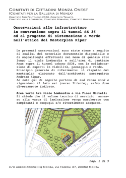 Comitati di Cittadini Monza Ovest Osservazioni alle infrastrutture in