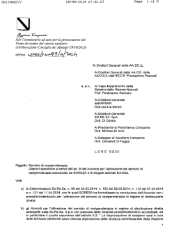 Servizio di ossigenoterapia AGGIORNAMENTO DEL 29-04-2014