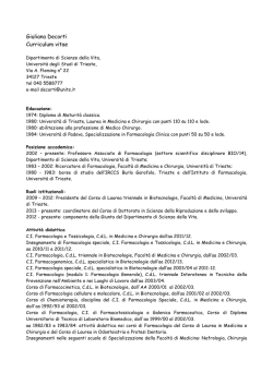 Giuliana Decorti Curriculum vitae - Tecniche della prevenzione nell
