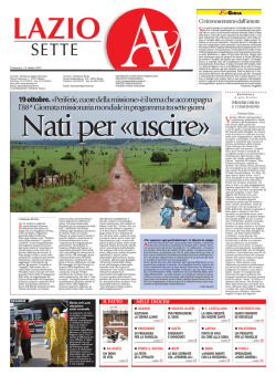 19 ottobre.«Periferie, cuore della missione» è il tema che