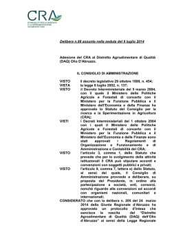 Adesione del CRA al Distretto Agroalimentare di Qualit&agrave; (DAQ)