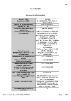 Dati generali della procedura Numero RDO: 622135 Descrizione
