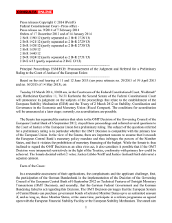 Press release no. 9/2014 of 7 February 2