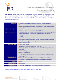 Junior Regulatory Affairs Consultant