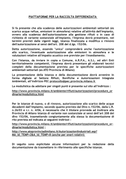 Documentazione da inviare per istanze autorizzative