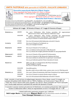 UNIT&Agrave; PASTORALE delle parrocchie di AZZATE e GALLIATE
