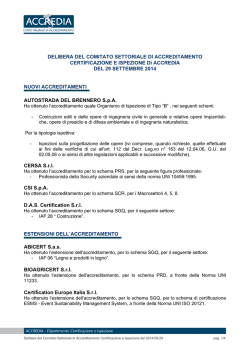 DELIBERA DEL COMITATO SETTORIALE DI