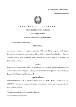 ha pronunciato la presente sul ricorso numero di