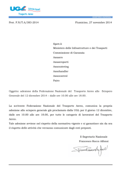 Prot. F.N/T.A/383-2014 Fiumicino, 27 novembre