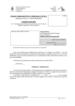 Scheda per la formulazione di osservazioni al PUC in formato