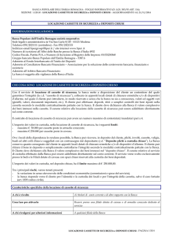 LOCAZIONE CASSETTE DI SICUREZZA e DEPOSITI CHIUSI