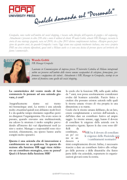 A colloquio con Intervista a Wanda Gobbi, HR Manager
