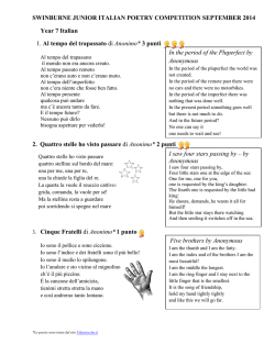 SWINBURNE JUNIOR ITALIAN POETRY COMPETITION