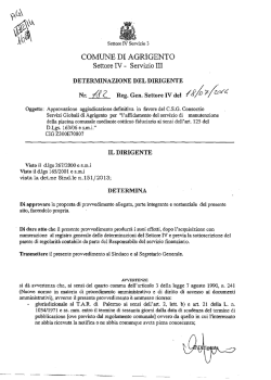 Approvazione aggiudicazione definitiva in favore del C.S.G.