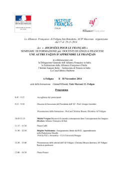 des &laquo; JOURN&Eacute;ES POUR LE FRAN&Ccedil;AIS &raquo; SEMINARI DI
