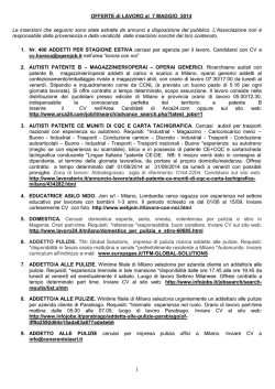 OFFERTE di LAVORO al 7 MAGGIO 2014 Le inserzioni che