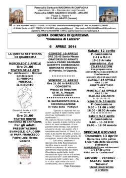 Avvisi e Calendario - Parrocchia Santuario Madonna in Campagna