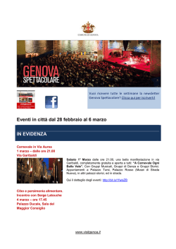 Eventi in citt&agrave; dal 28 febbraio al 6 marzo IN EVIDENZA
