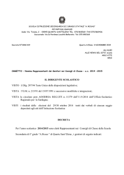 IL DIRIGENTE SCOLASTICO VISTO il Dlg. 297/94 Testo Unico delle