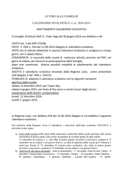 CALENDARIO SCOLASTICO a. sc. 2014-2015